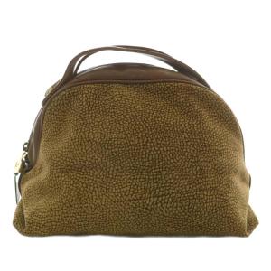 ハンドバッグ スエード レザー うずら柄 総柄 茶色 ブラウン /XZ GY18