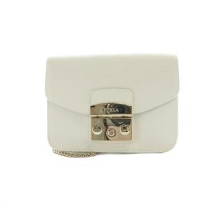 メトロポリス タグ付き ショルダーバッグ 斜めがけ ゴールドチェーン レザー ロゴ 白 ホワイト 820677