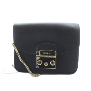 メトロポリス タグ付き ショルダーバッグ 斜めがけ ゴールドチェーン レザー ロゴ 黒 ブラック 820677