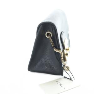 FURLA メトロポリス タグ付き ショルダーバッグ 斜めがけ ゴールドチェーン レザー ロゴ 黒 ブラック 820677