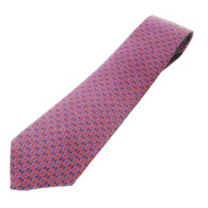 ネクタイ ナロー 絹 シルク リボン柄 幾何学 総柄 赤 レッド 青 ブルー /AO13 GY05