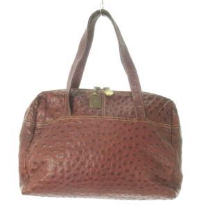 ハンドバッグ オーストリッチ レザー 革 内側うずら柄 紫 パープル /AO16 GY18