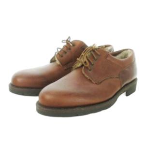 ビジネスシューズ レースアップ レザー 革 内側ファー 防寒 大きいサイズ 45 29.5cm 茶 ブラウン