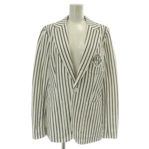 テーラードジャケット ブレザー シングル 1B 総裏地 センターベント ストライプ ロゴ 2 S 白 ホワイト