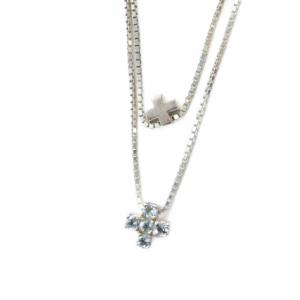 ネックレス アクセサリー ダブルチェーン ラインストーン Silver925 シルバー色 GY18 /MQ