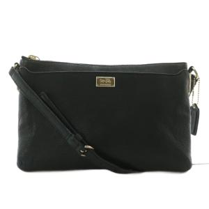 ショルダーバッグ ポシェット レザー ロゴ ゴールド金具 黒 ブラック /XZ GY18