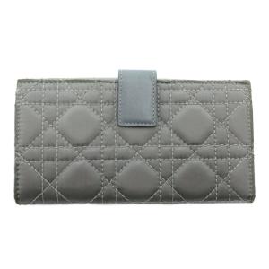 Christian Dior カナージュ 二つ折り財布 ロゴ チャーム グレー 02-LU-0028 /JS GY11