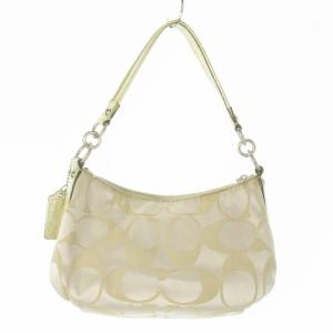 COACH POPPY ハンドバッグ 2way ショルダーバッグ キャンバス シグネチャー ロゴチャーム ベージュ