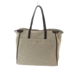 A.D.M.J. トートバッグ ハンド キャンバス レザー ロゴ ベージュ GY18 /MQ