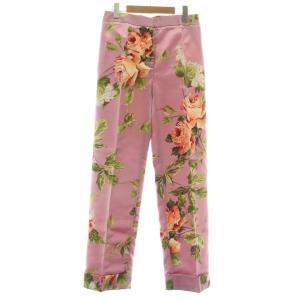 パンツ シルク 花柄 42 パープル