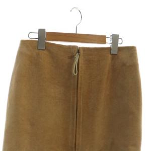 GIANFRANCO FERRE ミドルスカート ジップフライ ロゴ ハラコ 40 L 茶 ブラウン GY18 /MQ