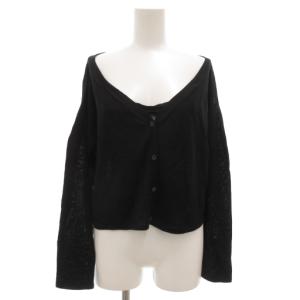 カーディガン ニット 長袖 薄手 シルク混 ベルト 38 黒 ブラック /GV GY18