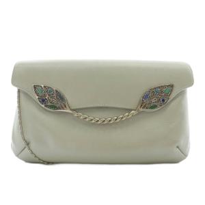 濱野皮革工藝 クラッチ バッグ パーティー ショルダー ポシェット レザー チェーン シルバー金具 シルバー色