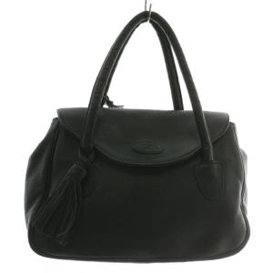 ハンドバッグ レザー タッセル ロゴ 黒 ブラック /XZ GY18