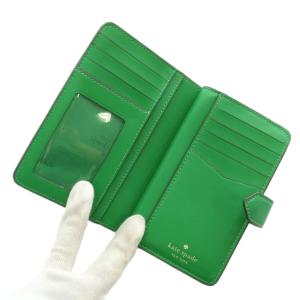kate spade new york 財布 二つ折り レザー ロゴ シルバー金具 緑 グリーン /XZ GY18