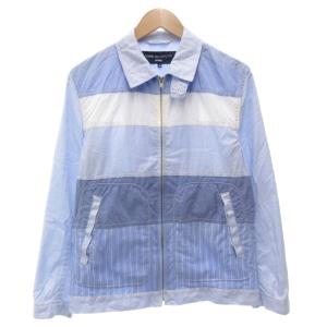 17SS スイングトップ ブルゾン ジャケット ボーダー ジップアップ XS 水色 ライトブルー AD2016