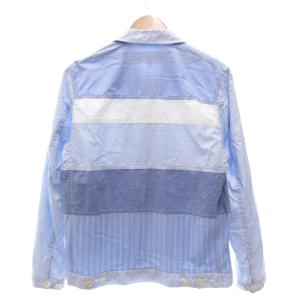 COMME des GARCONS HOMME 17SS スイングトップ ブルゾン ジャケット ボーダー ジップアップ XS 水色 ライトブルー AD2016