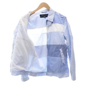 COMME des GARCONS HOMME 17SS スイングトップ ブルゾン ジャケット ボーダー ジップアップ XS 水色 ライトブルー AD2016