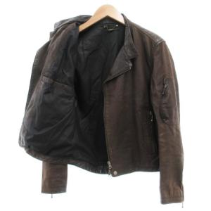 BEAMS ライダースジャケット ダブル レザー M 茶 ブラウン /JS GY42