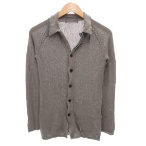 変形襟デザインカーディガン ニット 長袖 薄手 絹 シルク 2 グレー /GV GY18