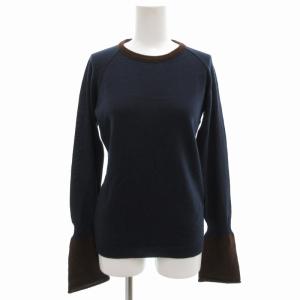 ヨウジヤマモト 美品 ニット セーター 長袖 クルーネック ラグランスリーブ バイカラー 紺 ネイビー