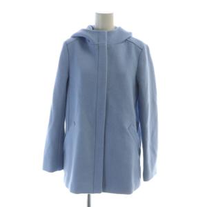 ノーカラーコート タグ付き 長袖 ミドル ジップアップ 2 M ウール 青 ブルー GY18 /MQ