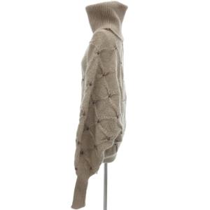 Salvatore Ferragamo ヴィンテージ ケーブル編み タートル ドルマンニット フィッシャーマンセーター モヘア 長袖 S ベージュ