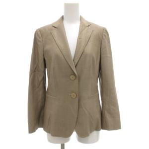 白タグ テーラードジャケット ブレザー シングル 2B ノーベント シルク混 36 ベージュ /GV GY17