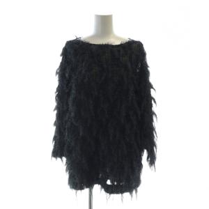 シャギー ニット セーター 長袖 グレー 黒 ブラック MI03FJ791 GY17 /MQ