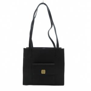 トートバッグ ショルダー レザー ロゴ 黒 ブラック /JS GY18