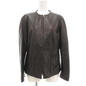 シングル ライダースジャケット 革ジャン レザー ノーカラー I42 黒 ブラック /UO GY17