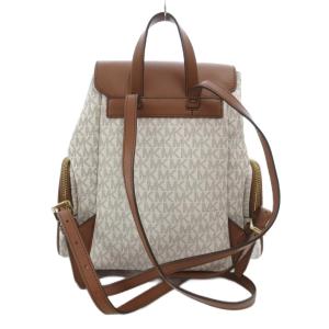 MICHAEL KORS リュックサック デイバッグ PVC ロゴ 総柄 茶 ブラウン 白 ホワイト /JS GY18