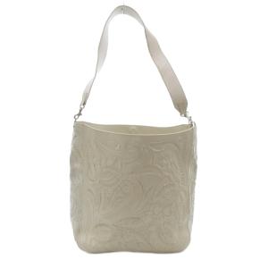 GRACE CONTINENTAL ワンショルダー バッグ レザー 花柄 彫刻 白 ホワイト /JS GY18