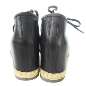 Theory ヒールアップスニーカー レースアップ レザー 革 ジュート 36 23cm 黒 ブラック /AO4 GY18