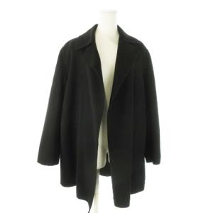 ミドル丈コート トッパー テーラーカラー カシミヤ混 小さいサイズ P XXS 黒 ブラック /AO17