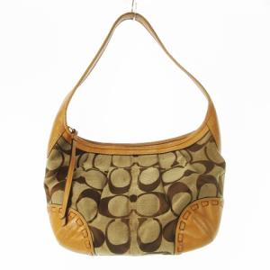 ハンドバッグ ワンショルダー キャンバス レザー 革 シグネチャー 茶 ブラウン 12227 /CK8