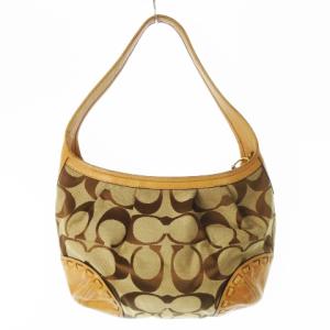 COACH ハンドバッグ ワンショルダー キャンバス レザー 革 シグネチャー 茶 ブラウン 12227 /CK8