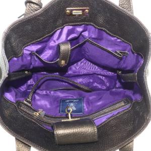 A.D.M.J. ハンドバッグ トート レザー ロゴ ターンロック ゴールド金具 茶色 ブラウン /XZ GY11