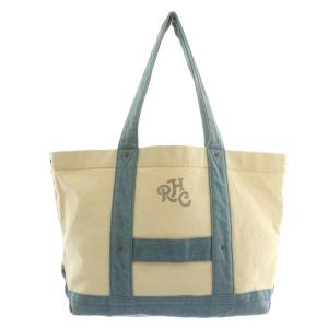 トートバッグ ハンド 肩掛け キャンバス オープントップ ロゴ アイボリー 青 ブルー /XZ GY18
