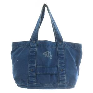 トートバッグ ハンド 肩掛け デニム キャンバス オープントップ ロゴ 青 ブルー /XZ GY18