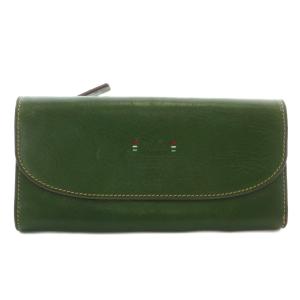 長財布 レザー 二つ折り トリコローレ ロゴ 緑 グリーン /XZ GY18