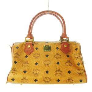 ハンドバッグ ミニボストン 2way ショルダーバッグ レザー 革 ロゴ モノグラム オレンジブラウン