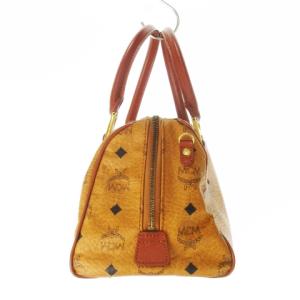 MCM ハンドバッグ ミニボストン 2way ショルダーバッグ レザー 革 ロゴ モノグラム オレンジブラウン