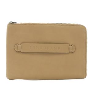 クラッチバッグ セカンドバッグ レザー L字ファスナー ロゴ ベージュ /XZ GY18