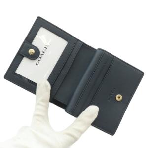 COACH 財布 二つ折り PVC レザー さくらんぼ チェリー 総柄 ロゴ ゴールド金具 紺 ネイビー 赤 レッド