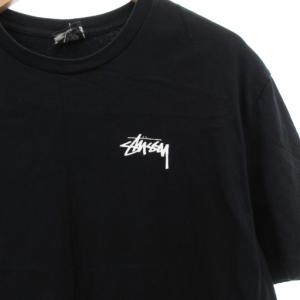 STUSSY Tシャツ バックプリント 半袖 ロゴ 黒 ブラック /JS GY18