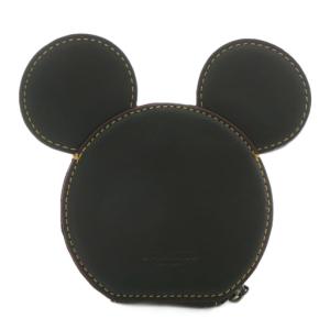 ディズニーコラボ 小銭入れ コインケース レザー ミッキー型 ロゴ 黒 ブラック F59071 /XZ