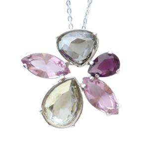 Heritage フラワー ペンダント ネックレス アクセサリー 花 クリスタル シルバーカラー 銀色