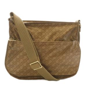 ソフティ ショルダーバッグ ナイロン ロゴ 総柄 茶色 ブラウン /XZ GY18