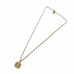 Christian Dior ネックレス アクセサリー ペンダント ロゴ スクエア ラインストーン ゴールド色 GY18 /MQ OH